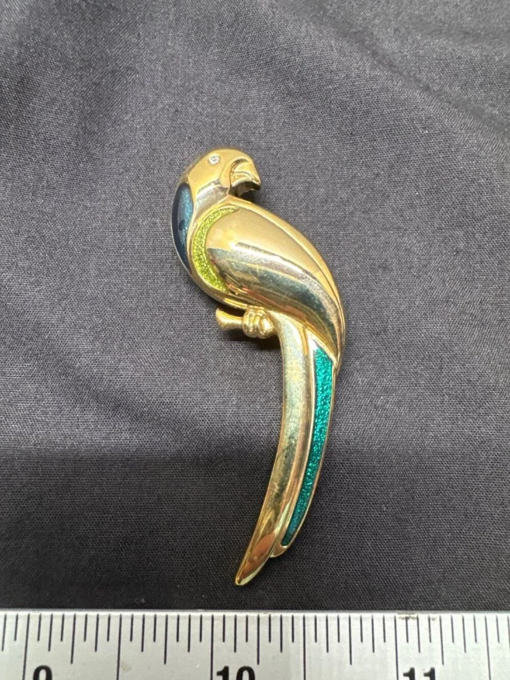 Vintage Liz Claiborne Gold-Tone Parrot Brooch With Blue & Green Enamel Accents S - Picture 1 of 5